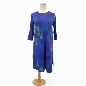 Gudrun Sjoden S 100% cotton Geometric Print tunic  Dress 3/4 sleeve organic